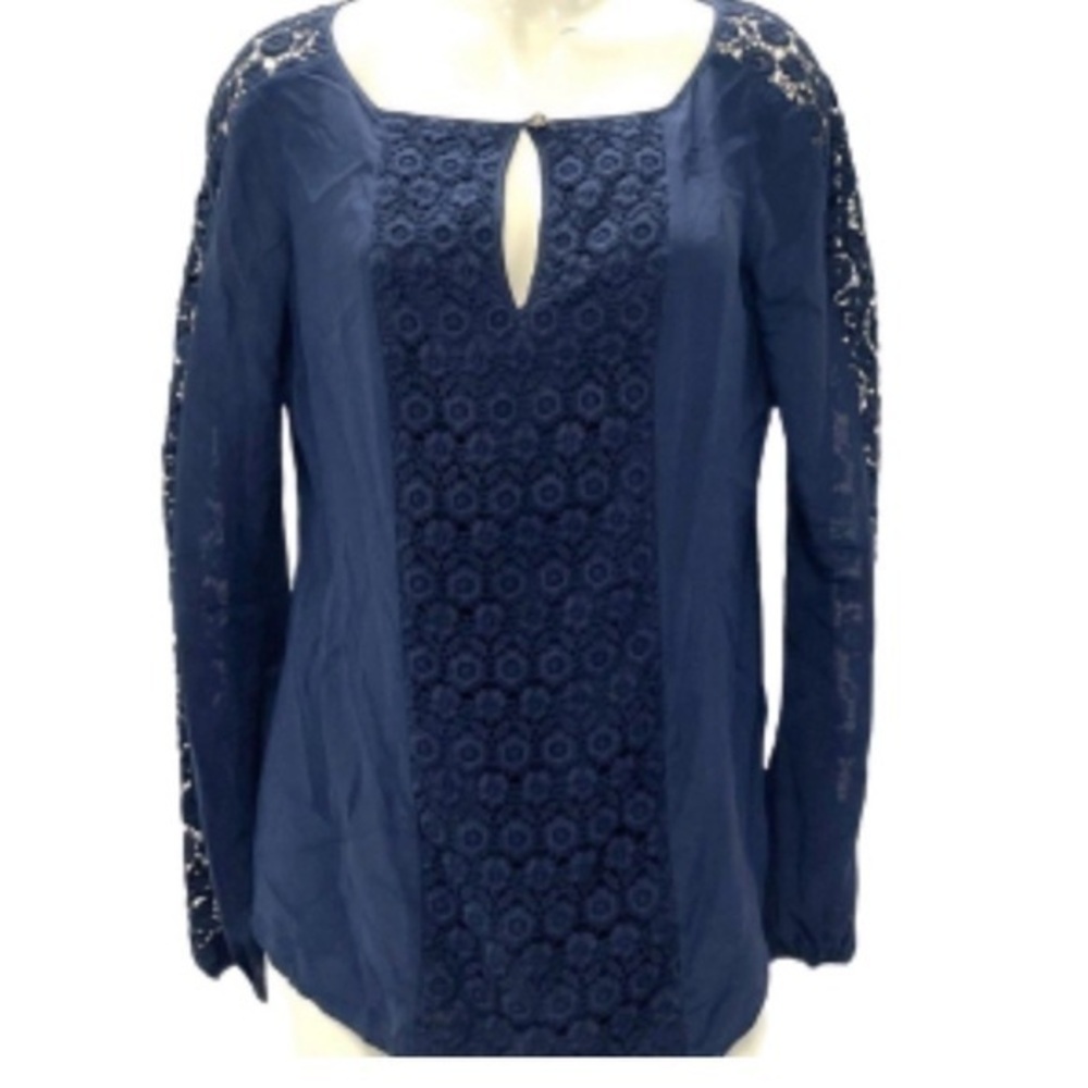 Tory Burch navy blue long sleeve top size 10